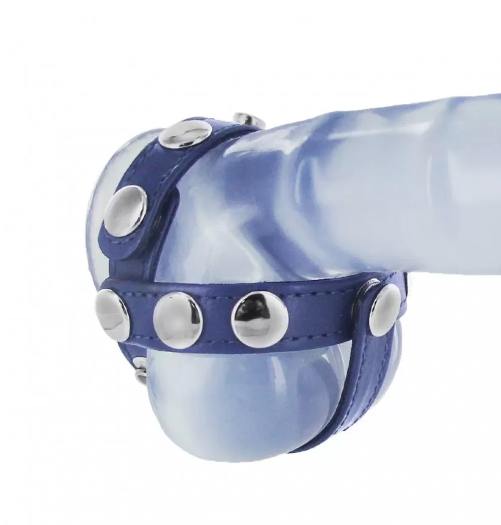 Flash Sale Healthy & Active Blue Leather Cock & Ball Harness