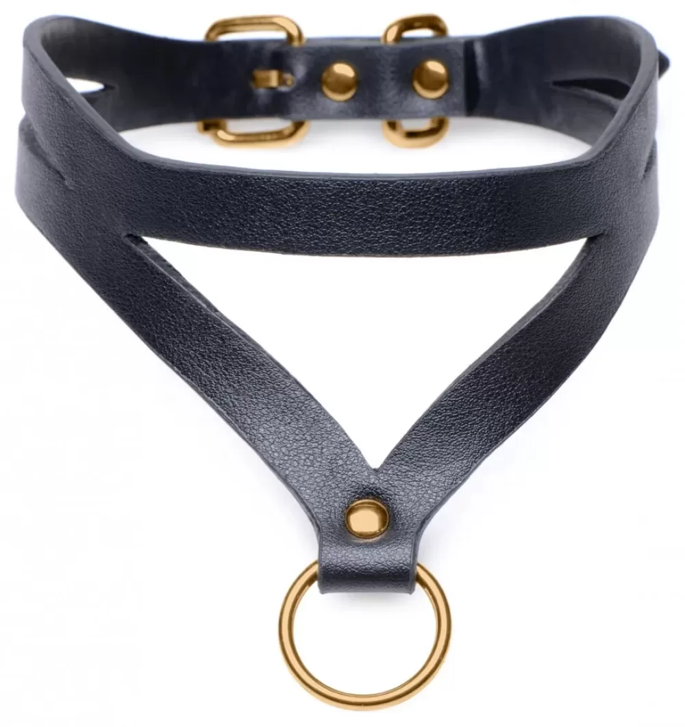 Flash Sale Healthy & Active Bondage Baddie Black and Gold Collar with O-Ring