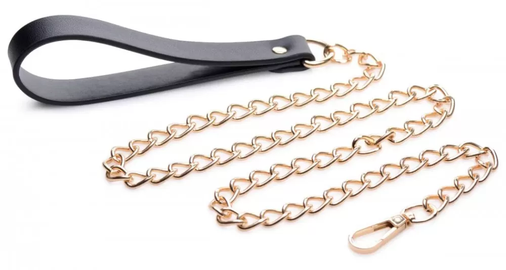 Fashion Healthy & Active Leashed Lover Black and Gold Chain Leash