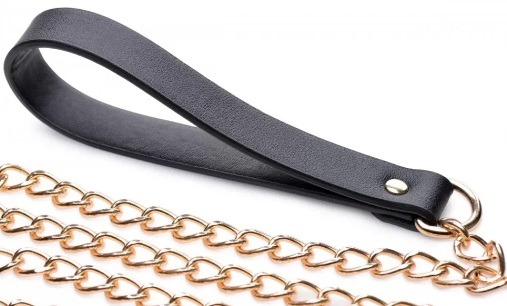 Fashion Healthy & Active Leashed Lover Black and Gold Chain Leash