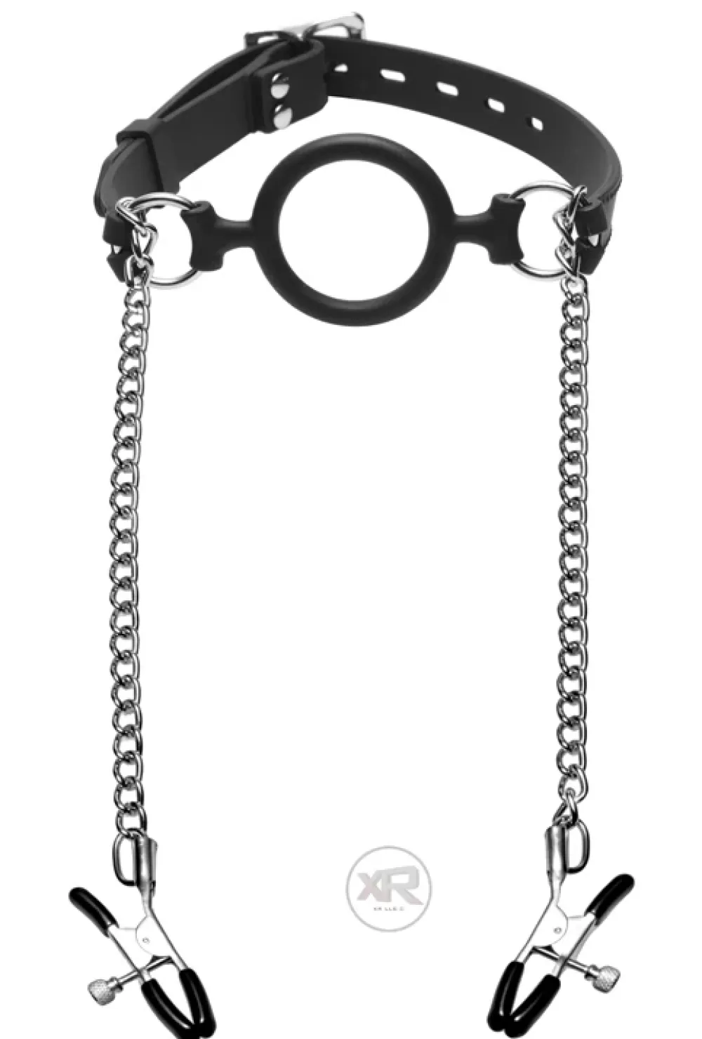 Cheap Healthy & Active Silicone O-Ring Gag with Nipple Clamps